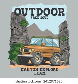 Vector off road car print for t shirt graphics design