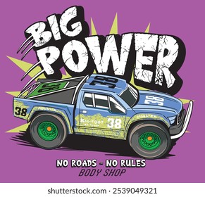 vector off road racing monster truck illustration designs for t shirt prints or posters