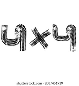 Vector del elemento de diseño texturado de la carretera . La textura de barro salpicado de arena.  Cartel con pistas de neumático.