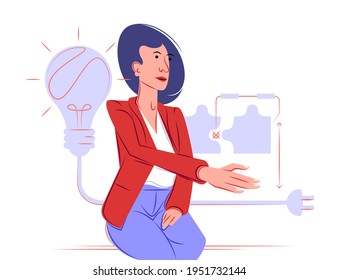 Vector que ofrece a la mujer a la sombra de líneas nítidas estilo