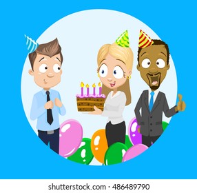 Vector office birthday party