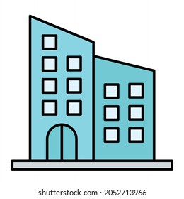 Vector Office Building Filled Outline Icon Design
