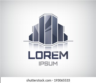 vector office building icon, logo isolated