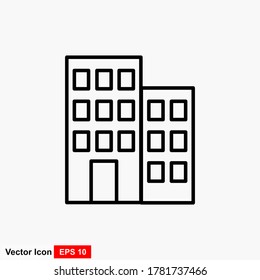 Icono de construcción de oficina de vectores en fondo blanco