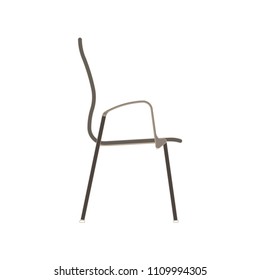 Vector office chair flat icon isolated. Furniture side view illustration design style. Arm armchair black boss business comfort. Element empty ergonomic shape seat silhouette symbol. White.