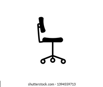 Vector Office Chair Flat Icon Isolated. Furniture Side View Illustration Design Style. Arm Armchair Black Boss Business Comfort - Vector