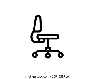 Vector office chair flat icon isolated. Furniture side view illustration design style. Arm armchair black boss business comfort - vector