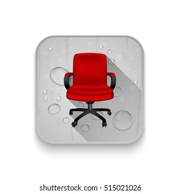 vector office chair With long shadow over app button