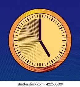 Vector office clock.Illustration in pop art comic style.