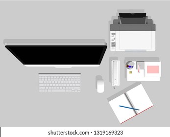 Vector office desk equipment for the office