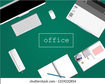 Vector office desk equipment for the office
