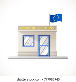 Vector office of elections icon with European Union flag isolated on white background. Vector illustration for your graphic design.