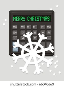 Vector office electronic calculator with a Christmas congratulation.