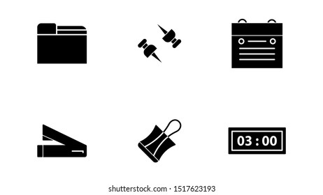 vector of office equipment icon set, with black solid style.