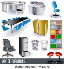 Vector Office Furniture Icon Set