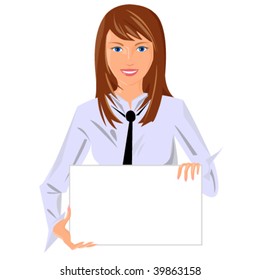 vector office girl with poster