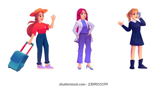 Vector office girl squad cartoon character vector illustration