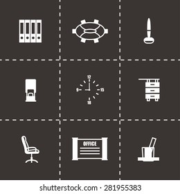 Vector Office icon set on black background