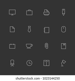 vector office icons different symbol set white on grey background
