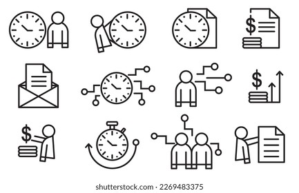 Vector office icons set, outline style eps 10