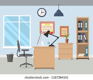 Vector Office Interior Illustration Icon.