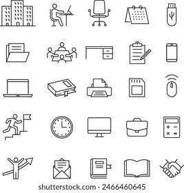 vector, office, line drawing, icon set