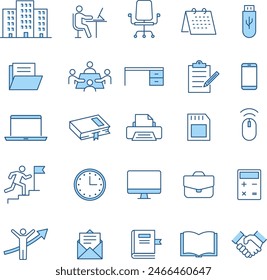 vector, office, line drawing, icon set