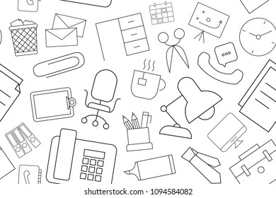 Vector office pattern. Office seamless background