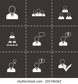 Vector office people icon set on black background