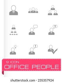 Vector office people icon set on grey background