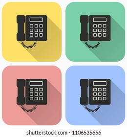 Vector office phone icon. Illustration isolated with long shadow for graphic and web design.