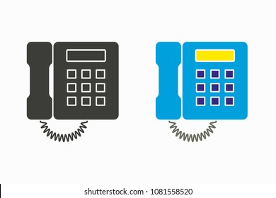Vector office phone icon - old telephone illustration - contact sign