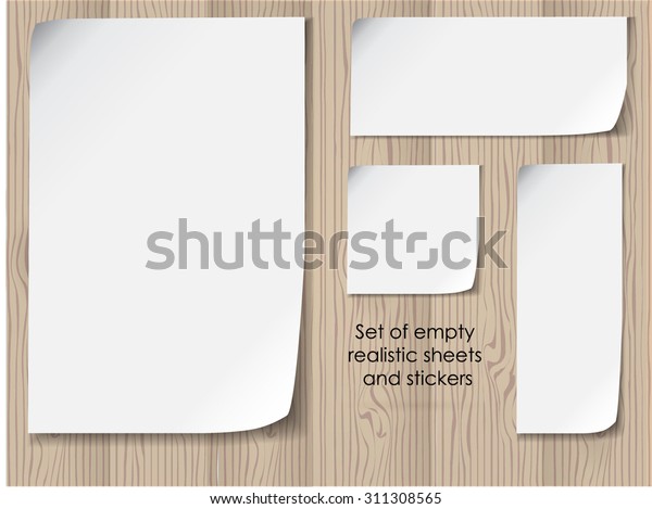 vector office set of empty white sheets with\
folded corners. Template\
collection
