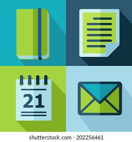 Vector office set flat color icons. Eps10