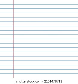 Vector office sheet for writing. Notebook paper for school with horizontal lines.