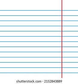 Vector office sheet for writing. Notebook paper for school with horizontal lines.