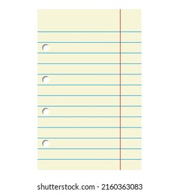 Vector office sheet for writing. Notebook paper for school with horizontal lines.