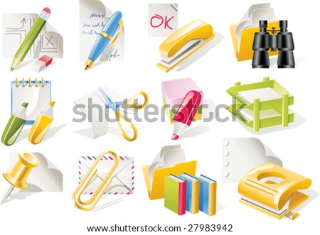 Vector office supplies icon set