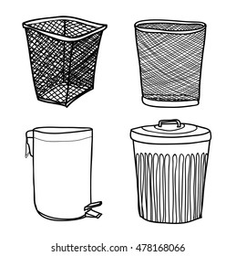 vector office trash hand drawn line art cute illustration
