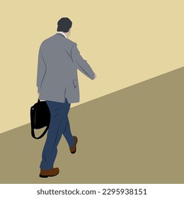 Vector office worker walking with suit and briefcase