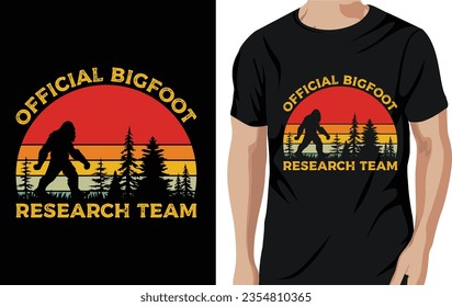 Vector official bigfoot research team bigfoot quotes tshirt design for adventure lovers