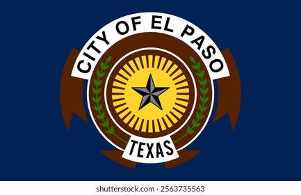 Vector of the Official El Paso, Texas Flag: Perfect for projects showcasing El Paso's unique cultural identity, from city presentations to heritage-themed designs and civic engagements