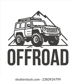 Vector off-road adventure car illustration isolated on white background.Extreme off-road vehicle suv on mountain