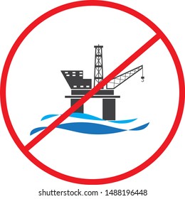 Vector of offshore oil rig platform banned, prohibited and stopped illustration design