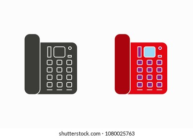 Vector ofice phone icon, old telephone illustration