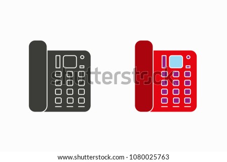 Vector ofice phone icon, old telephone illustration