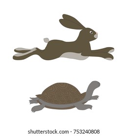 vector ofrunning hare and turtle.Illustration slow and fast
