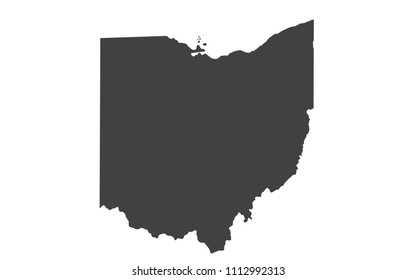 Vector Ohio Map silhouette. Isolated vector Illustration. Black on White background.