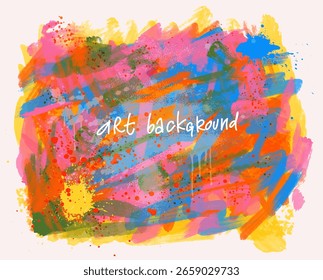 Vector oil art background. Abstract colorful watercolor paint background for cards, flyers, poster, banner. Old paper, graffiti art. Brush Strokes and splashes. Paint template for design, wall.