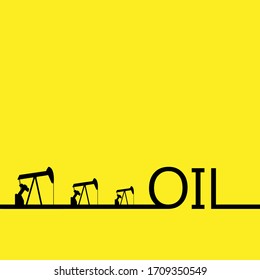 Vector oil derricks, inscription Oil, image on a yellow background, 
icon